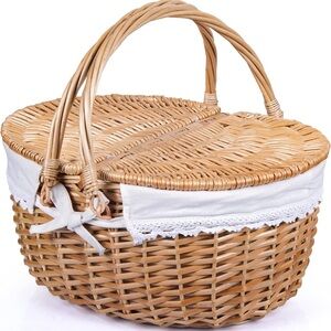 Wicker Picnic Basket with Lid